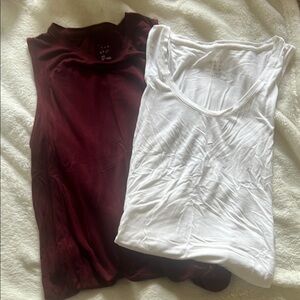 Women's Sleeveless Tops - White and Burgundy